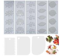 XTUDOU® 5 Pièce Moule Silicone Tuiles Cuisine, Tapis de Dentelle En Silicone de Feuilles de Feuilles Avec 3 Grattoirs, pour Fondant, DéCoration de GâTeau, Savon,Chocolat,Desserts