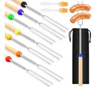XTUDOU® 8 Pièces Fourchettes de Barbecue Extensibles 31-81 Cm, Brochettes TéLescopique avec PoignéEs IsoléEs, Brochettes TéLescopiques pour Barbecue pour Brochettes de Feu de Camp Barbecues de Camping