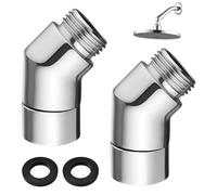 XTUDOU Lot de 2 adaptateurs de douchette à 135 °, G1/2" pour douchette à main, avec joint d'étanchéité en caoutchouc, adaptateur de coude, convient pour douchette à main et douchette murale