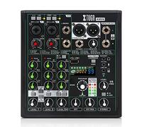 XTUGA AM06 Table de mixage audio professionnelle à 6 canaux avec 100 effets DSP, égaliseur 3 bandes, alimentation fantôme 48V indépendante et bouton de mise en sourdine,scène/soirée