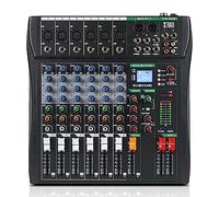 XTUGA CT60 Table de mixage audio professionnelle 6 canaux pour ordinateur, contrôleur de son, interface audio avec effet numérique, mixeur de studio avec alimentation fantôme 48V, entrée RCA XLR