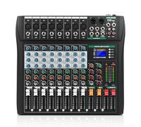XTUGA CT80 Table de mixage audio professionnelle 8 pistespour ordinateur, contrôleur de son, interface audio avec effet numérique, mixeur de studio avec alimentation fantôme 48V, entrée RCA XLR