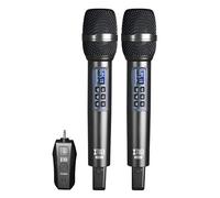 XTUGA D900 Microphone sans Fil Double UHF Multifonctionnel Microphone écho aigu et Grave avec Mini récepteur Amovible 3,5 mm Convertible en Sortie 6,35 mm pour stéréo et Ordinateur Portable