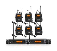 XTUGA IEM1200 Système de Moniteur in Ear sans Fil 2 canaux 6 Bodypacks Monitoring avec écouteur Type sans Fil utilisé pour scène ou Studio, Diffusion en Direct, amplificateur Guitare (6 Bodypacks)