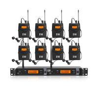 XTUGA IEM1200 Système de surveillance intra-auriculaire sans fil 2 canaux 8 poches avec écouteurs type sans fil utilisé pour scène ou studio (8 sacs)