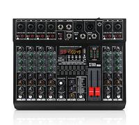 XTUGA LXT6 Table de mixage audio professionnelle à 6 pistes avec 99 effets DSP, égaliseur 7 bandes, bouton d'alimentation fantôme 48V indépendant et sourdine, fonction Bluetooth, DJ, scène/soirée