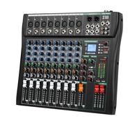 XTUGA Mélangeur Audio Professionnel, Table Mixage Audio USB Table de Mixage 8 Canaux Bluetooth MP3 Egaliseur 3 Bandes Interface USB/Audio Alimentation Fantôme 48V(CT80-First)
