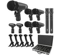 XTUGA MI7 7 Pièces Micro Filaire, Micro de Grosse Caisse Tambour Condensateur pour Percussions, Vocal et Autre Instrument avec Pince, Inserts, Support de Mic et Boîtier Aluminium