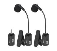 XTUGA Microphone d'instrument sans fil à pince Système de microphone sans fil pour saxophone 2.4G rechargeable, trompette, trombone, cuivres, batterie 6 heures (KX-721-2)