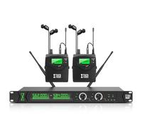 XTUGA RW2090 Système de Monitoring Intra-auriculaire sans Fil, Mono 2 * 100 canaux de fréquences avec 2 émetteurs de Poche IEM, portée de 70 m (230 pi), Bluetooth