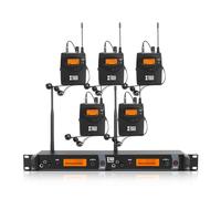 XTUGA Système de Monitoring Intra-auriculaire sans Fil IEM1200, Monitoring Intra-auriculaire Double Canal avec 5 boîtiers de Poche, système IEM sans Fil UHF pour Groupes, Studios, Musiciens, scène