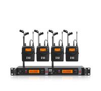 XTUGA Système de Surveillance Intra-auriculaire sans Fil 2 canaux, 4 bodypack, système métal écouteurs Intra-Auriculaires, Type scène/Studio (RW2080)