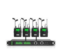 XTUGA Système de surveillance intra-auriculaire sans fil RW2090, surveillance IEM mono avec 2 x 100 fréquences, fonctionnement de 70 m, 4 récepteurs pour spectacle, studio et bande (550-599 MHz)