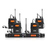 XTUGA Systèmes de Retours in-Ear sans Fil avec Type de Casque utilisé pour la Scène et la Guitare, 4 récepteurs à 2 canaux IEM 1200 in Ear Monitor System