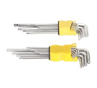 XTUJGJKV Ensemble de 18 clés hexagonales, ensemble de clés à douille hexagonale à extrémité sphérique à bras long avec conception à angle droit, outil en acier chrome-vanadium pour la répar