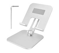 XTUJGJKV Support de Tablette réglable, Support de Bureau Pliable Portable en Alliage d'aluminium, Conception à Double charnière pour téléphone Portable et Tablette, Base antidérapante