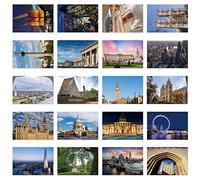 xtvinvm Lot de 20 cartes postales de voyage vintage Londres Royaume-Uni du monde entier pour envoi, affaires, Noël, vacances, anniversaire avec côté postal