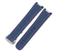 XTVKFWJAB Bracelet de montre classique en caoutchouc silicone à extrémité incurvée, 20 mm, noir et bleu, étanche, compatible avec les montres OMG Seamaster Speedmaster(Black-gray,20MM_ROSEGOLD CLASP)