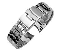 XTVKFWJAB Bracelet de montre en acier inoxydable 316L argenté et noir, 22 mm, à maillons solides extrémités incurvées, compatible avec la Casi-O EDIFICE EF-550D(Silver)