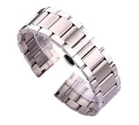 XTVKFWJAB Bracelet de montre en acier inoxydable 316L bleu argenté for femme et homme, maillons droits, 18, 20, 21, 22, 23, 24 mm(Middle brushed,22mm)