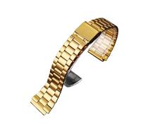 XTVKFWJAB Bracelet de montre en acier inoxydable compatible avec les bracelets Casio A158/A159/A168/A169/B650/AQ230/AE500W, petits carrés classiques métal argenté(3 gold)