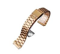 XTVKFWJAB Bracelet de montre en acier inoxydable compatible avec les bracelets Casio A158/A159/A168/A169/B650/AQ230/AE500W, petits carrés classiques métal argenté(3 rose gold)