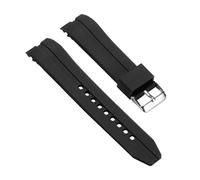 XTVKFWJAB Bracelet de montre en caoutchouc 22/24/26 mm, extrémité incurvée, compatible avec Seiko Diving, étanche, souple, universel, for homme(26MM_SILVER BUCKLE)