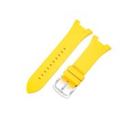XTVKFWJAB Bracelet de montre en caoutchouc compatible avec Armani Ax1803 1802 1050, étanche, résistant à la transpiration, souple et confortable, silicone noir, 34 x 14 mm(Yellow-Steel-K2)
