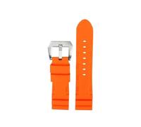 XTVKFWJAB Bracelet de montre en caoutchouc silicone noir, bleu, orange et vert armée, compatible avec les bracelets Panerai PAM111, PAM441 PAM386(Orange silver,24mm)