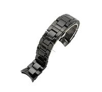 XTVKFWJAB Bracelet de montre en céramique à interface incurvée, compatible avec les modèles Armani AR1451/1452, noir, 2448, double pression, 22/24 mm(AR1400-Steel)
