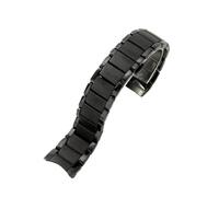 XTVKFWJAB Bracelet de montre en céramique à interface incurvée, compatible avec les modèles Armani AR1451/1452, noir, 2448, double pression, 22/24 mm(AR1451-24mm)