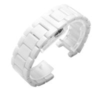 XTVKFWJAB Bracelet de montre en céramique blanc et noir for homme femme, 16 x 8 mm, 18 10, 20 11, avec joint concave, compatible Omega, Seiko, Tissot, Armani, Citizen(White,20x11mm)
