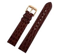 XTVKFWJAB Bracelet de montre en crocodile ultra fin, 12, 13, 14, 16, 18, 19, 20, 21, 22 mm, chaîne de montre, bracelet for homme et femme, boucle ardillon(Brown RG,19mm)