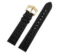XTVKFWJAB Bracelet de montre en crocodile ultra fin, 12, 13, 14, 16, 18, 19, 20, 21, 22 mm, chaîne de montre, bracelet for homme et femme, boucle ardillon(Black GB,16mm)