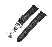 XTVKFWJAB Bracelet de montre en cuir crocodile 12/13/14/15/16/17/18/19/20/21/22/23/24 mm for homme et femme, avec boucle papillon(Black Clasp,13mm)