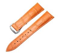 XTVKFWJAB Bracelet de montre en cuir souple 20 mm/22 mm, compatible avec les accessoires OME, noir, marron, orange, ceinture(Orange silver clasp,20mm)