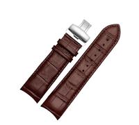 XTVKFWJAB Bracelet de montre en cuir vachette grain crocodile 22/23/24 mm, noir et marron, compatible avec Tissot 1853 Couturier T035/T035627A/T035407A(E Brown-Silver,23mm)