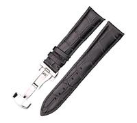 XTVKFWJAB Bracelet de montre en cuir veau avec fermoir papillon, 18, 19, 20, 21, 22, 24 mm, bleu, noir, rouge, marron, bracelet rechange classe affaires(Black,24mm)