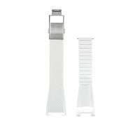 XTVKFWJAB Bracelet de montre en silicone liquide compatible avec Casio GST-W300 GST-B100 S100 110 120 Sport, étanche, boucle déployante, bracelet rechange vis(White-silver)