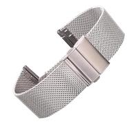 XTVKFWJAB Bracelet de montre milanais en acier inoxydable argenté et noir for homme femme, 16 mm - 24, fermoir déployant(Silver,22mm)
