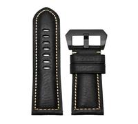 XTVKFWJAB Bracelet de montre Panerai PA441 PAM01661 en cuir de vachette italien épais, bracelet de montre bleu vintage for homme, 22 mm, 24 mm(Black black,24mm)