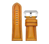 XTVKFWJAB Bracelet de montre Panerai PA441 PAM01661 en cuir de vachette italien épais, bracelet de montre bleu vintage for homme, 22 mm, 24 mm(Yellow silver,24mm)