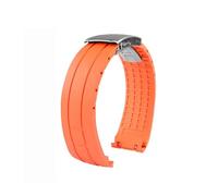 XTVKFWJAB Bracelet de montre pliable en caoutchouc de qualité supérieure, 22 mm, avec extrémités incurvées, compatible avec les montres MIDO Tissot Seastar T120.407(Orange silver buckle)