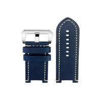 XTVKFWJAB Bracelet de montre rétro en cuir de vache bleu for homme, compatible avec les modèles G-Shock Casio GST-B100/S130/S110/S120/W130L/W100/210/W300(Blue silver)