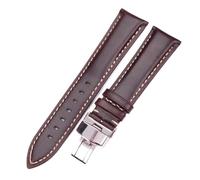 XTVKFWJAB Bracelet de montre vintage lisse noir marron foncé for femme, 18, 19, 20, 21, 22, 24 mm, avec fermoir déployant poli argenté(Dark brown,20mm)