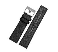 XTVKFWJAB Bracelet en cuir de vachette compatible avec Diesel for montre homme DZ7395 DZ7370 DZ7257, bracelet rouge 20 mm, 22 mm, 24 mm, 26 mm, 28 mm, 30 mm(Black A silver,20mm)