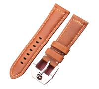 XTVKFWJAB Bracelets de montre vintage en cuir vache, 22 mm, 24, 26, rouge, bleu, vert, marron, avec boucle ardillon squelette(BROWN,22mm)