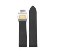 XTVKFWJAB Compatible avec les bracelets de montre Cartier Santos 20 mm et 23, bracelet en nylon grainé SANTOS 100 W20073X8 W2020005, cuir vache for hommes(Black-Silver Gold,23mm)