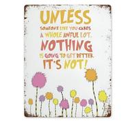 XTVVTODJXT Caring Makes Things Better Metal Tin Sign 8 X 12 in Motivational Quote Vintage Plaque for Bedroom Kitchen Entryway