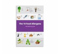 XTVVTODJXT Common Food Allergies Chart Allergy Alert Poster Canvas Print Wall Decor for Restaurant Kitchen Staff Training Dining Area(Unframed,16x24inch(40x60cm))
